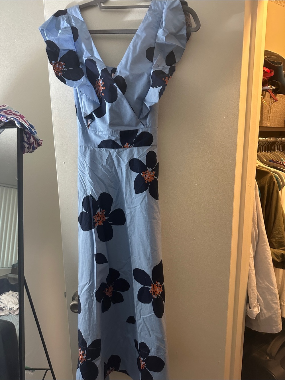 kate spade Light Blue Maxi Dress with Navy Floral Print